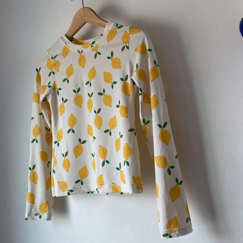 Hanna Andersson 12 Kids Lemon Print Rashguard